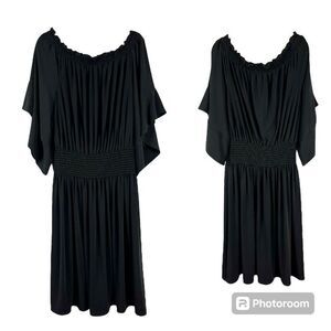 Ashley Stewart Black Off The Shoulder Blouson Dress 22/24